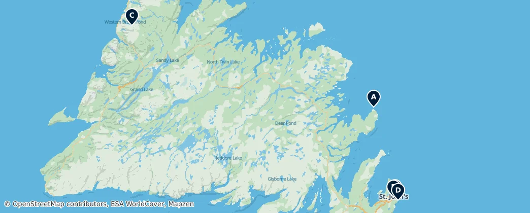 Map of Ньюфаундленд и Лабрадор