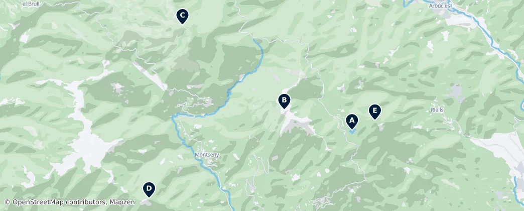 Map of Parc Natural del Montseny