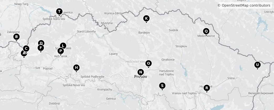 Map of Prešovský kraj