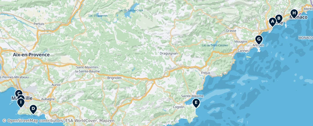 Map of Прованс — Альпы — Лазурный Берег