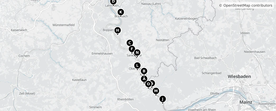 Map of UNESCO Welterbe Kulturlandschaft Oberes Mittelrheintal