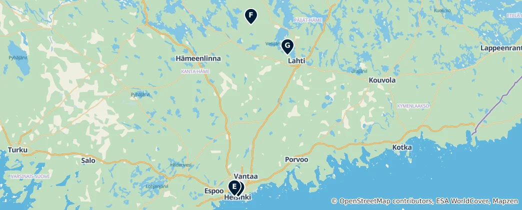 Map of Южная Финляндия