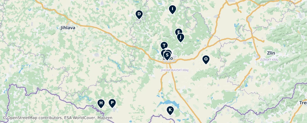 Map of Южно-Моравский край