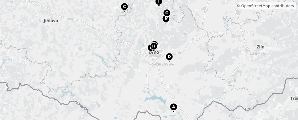 Map of Южно-Моравский край