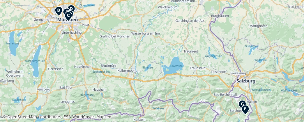 Map of Верхняя Бавария