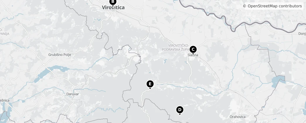 Map of Вировитицко-Подравская жупания