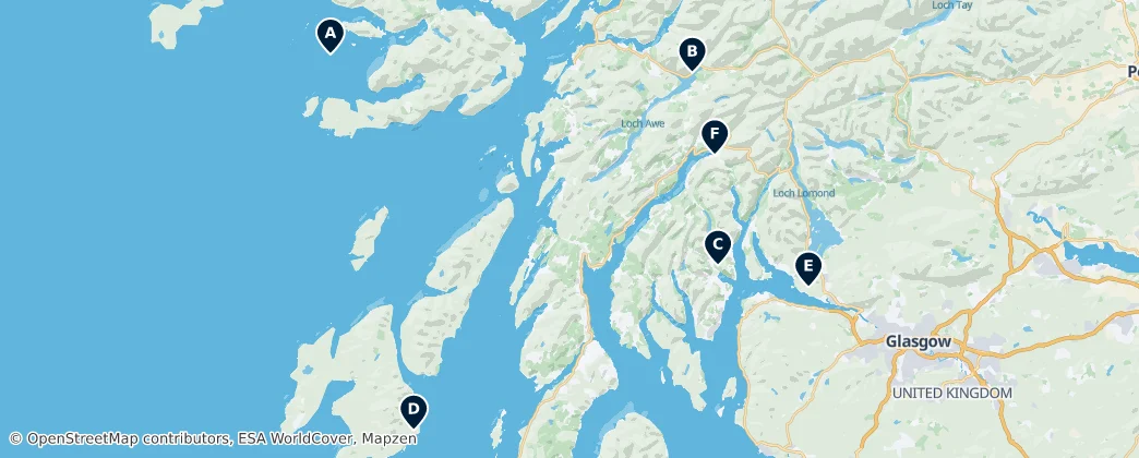 Map of Argyll a Bute