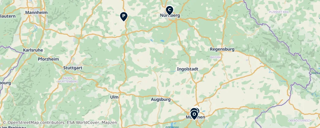 Map of Bavorsko