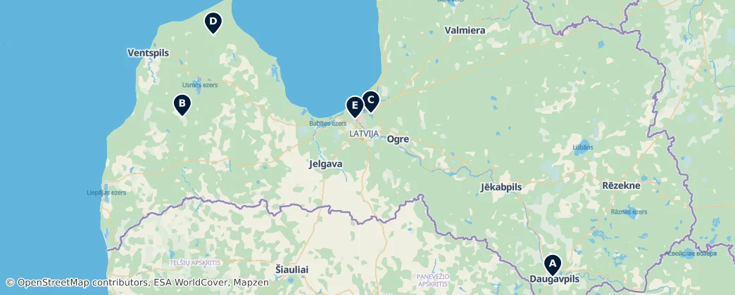 Map of Lotyšsko