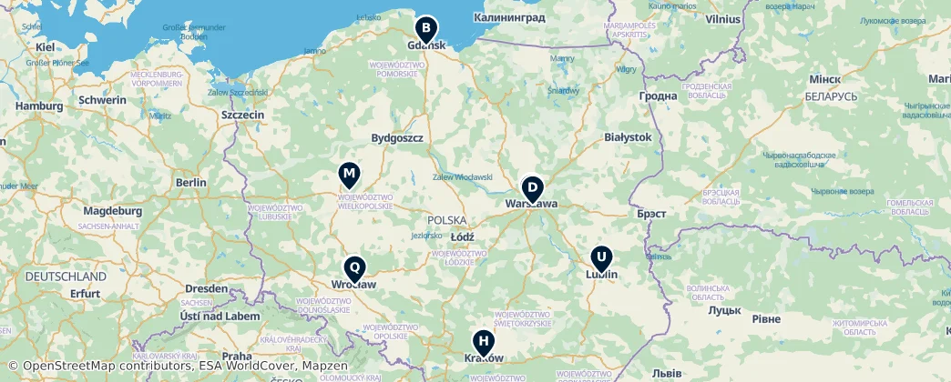 Map of Poľsko