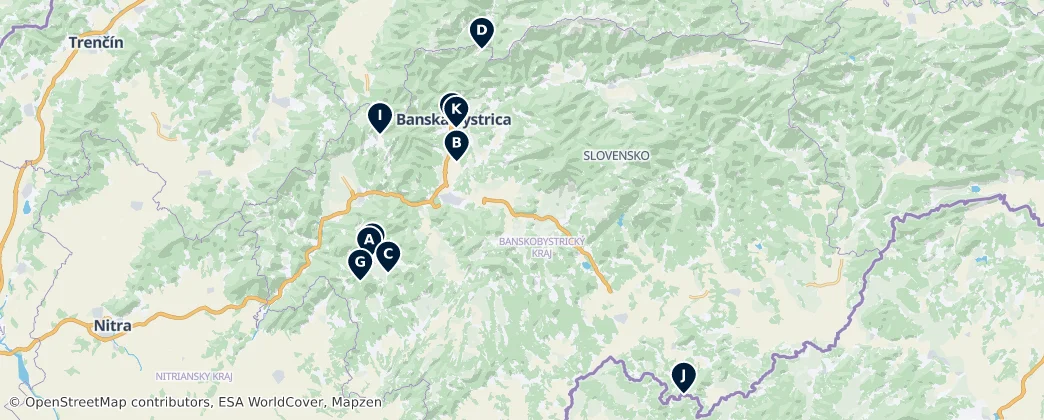 Map of Banskobystrický kraj
