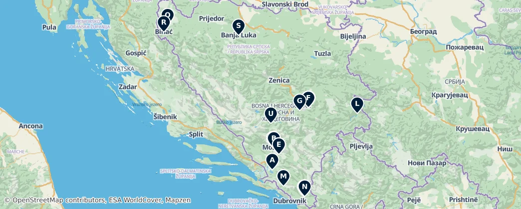 Map of Bosna a Hercegovina