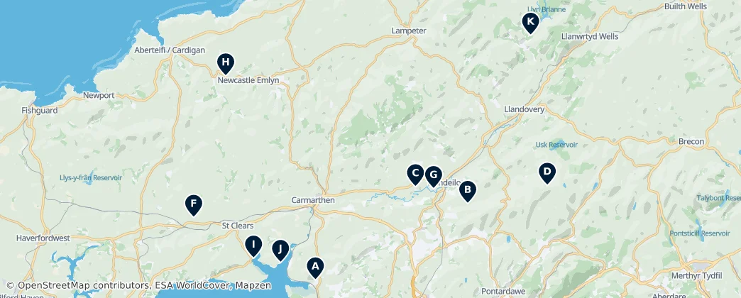 Map of Carmarthenshire