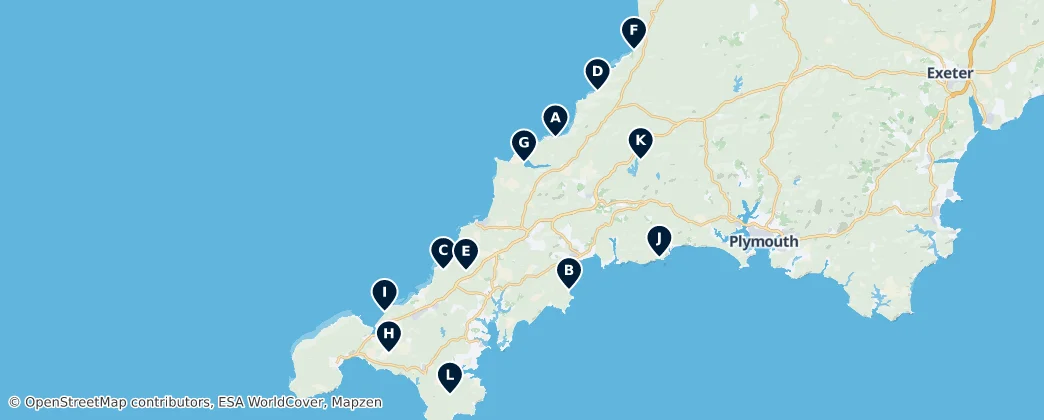 Map of Cornwall