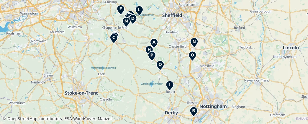 Map of Derbyshire