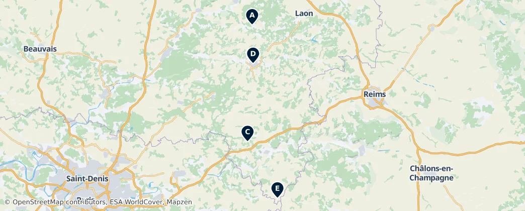 Map of Diocèse de Soissons, Laon et Saint-Quentin