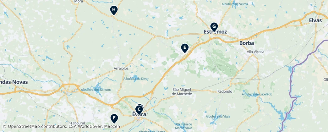 Map of Évora