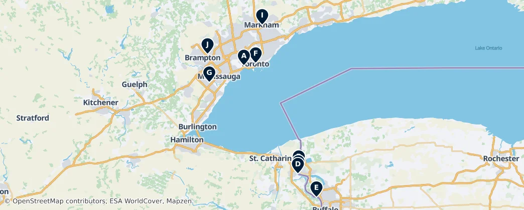 Map of Golden Horseshoe