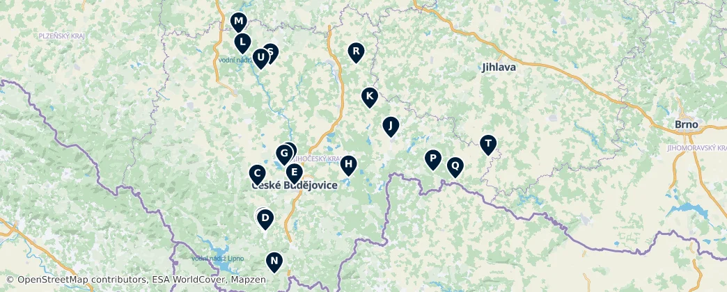 Map of Juhočeský kraj