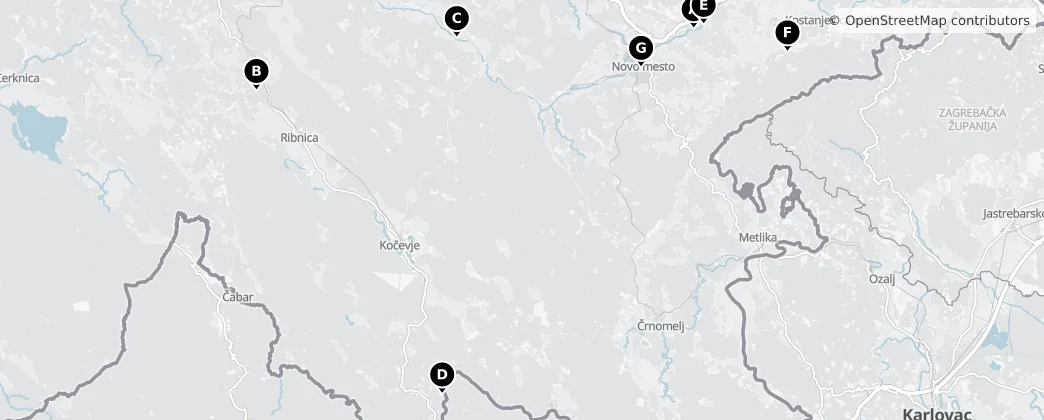Map of Jugovzhodna Slovenija