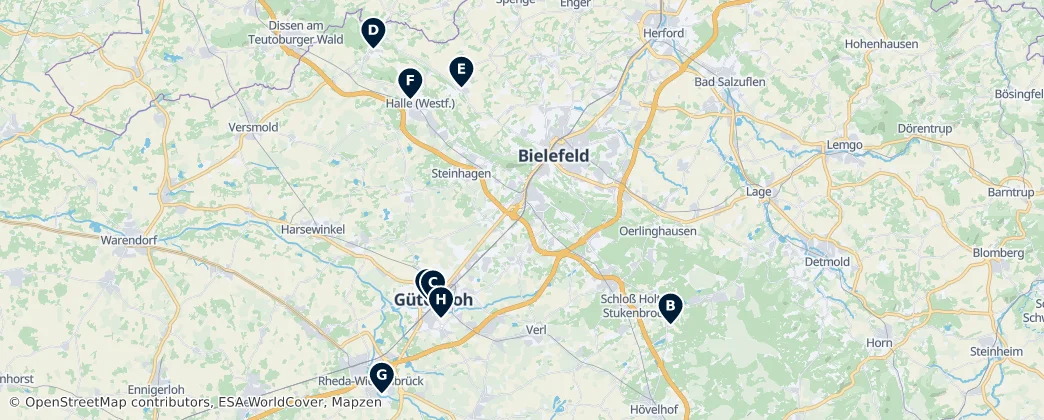 Map of Zemský okres Gütersloh