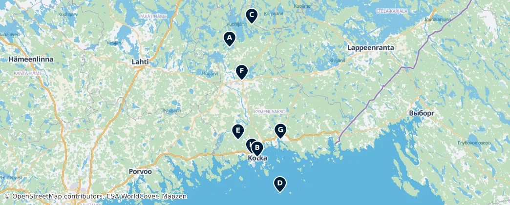 Map of Kymenlaakso