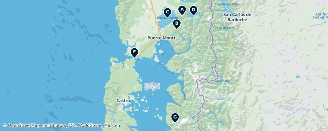 Map of Los Lagos