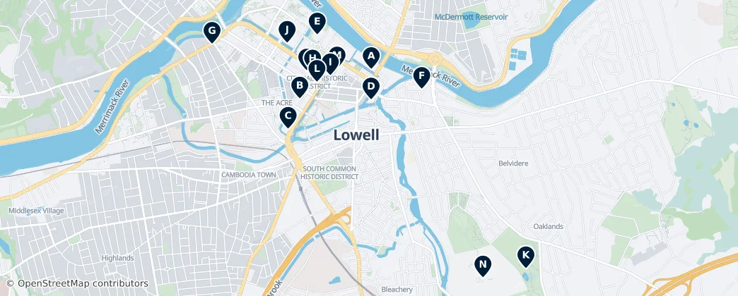 Map of Lowell