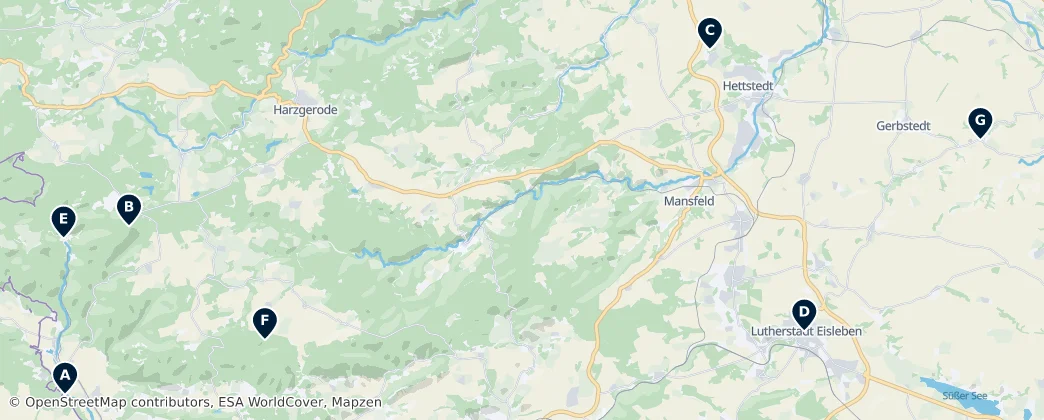 Map of Mansfeld-Südharz