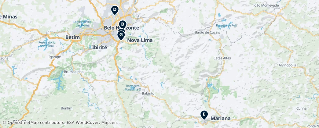 Map of Intermediate Geographic Region of Belo Horizonte
