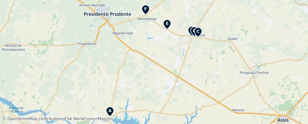 Map of Região Imediata de Presidente Prudente