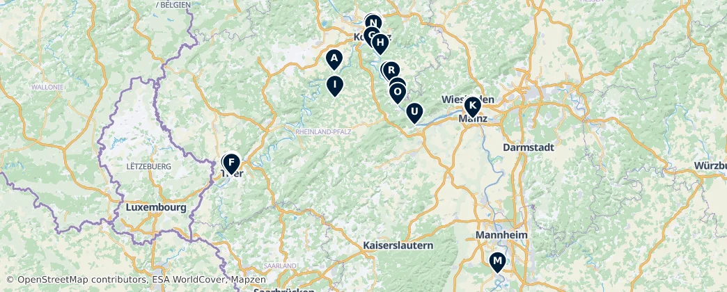 Map of Porýnie-Falcko