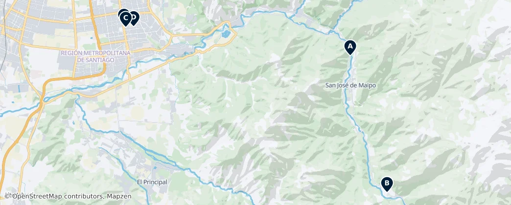 Map of Cordillera Province, Chile