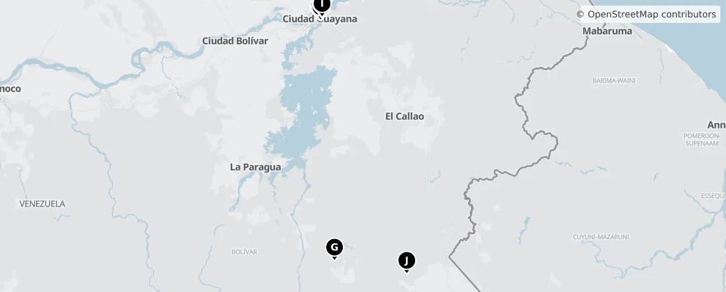 Map of Guayana Region, Venezuela