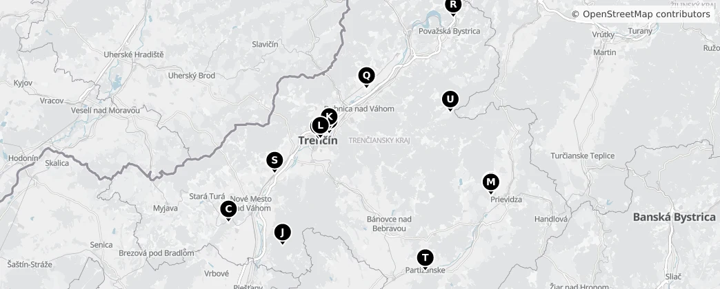 Map of Trenčiansky kraj