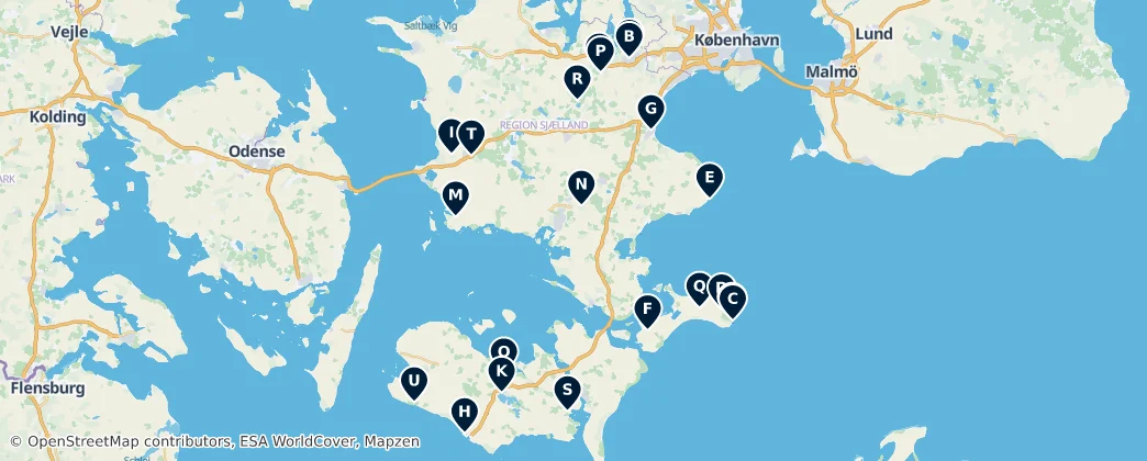 Map of Sjælland