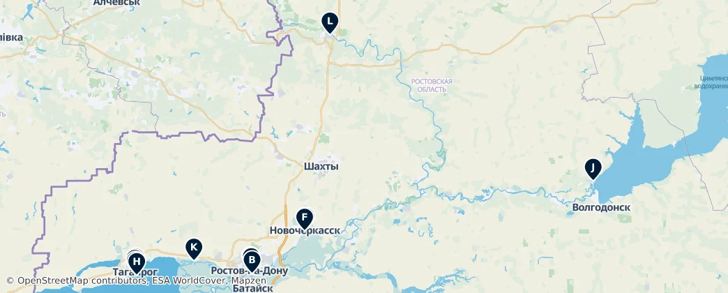 Map of Rostovská oblasť
