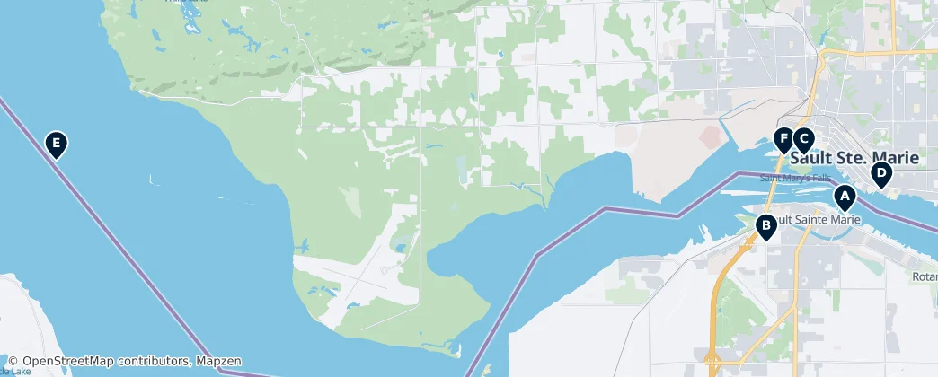 Map of Sault Ste. Marie, Michigan