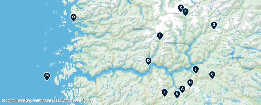 Map of Sogn og Fjordane