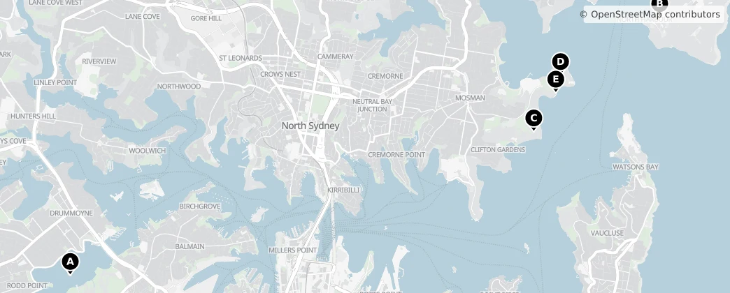 Map of Sydney Harbour National Park