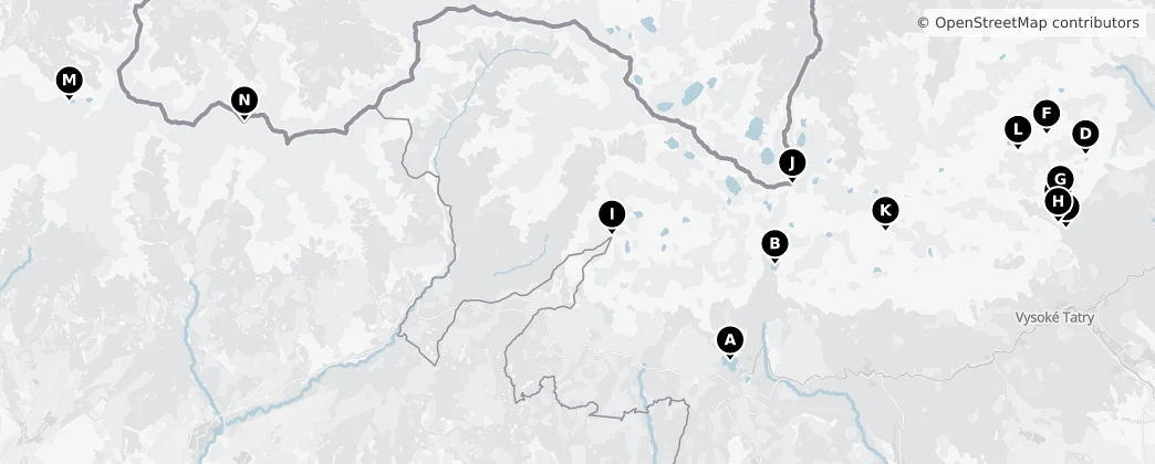 Map of Tatranský národný park