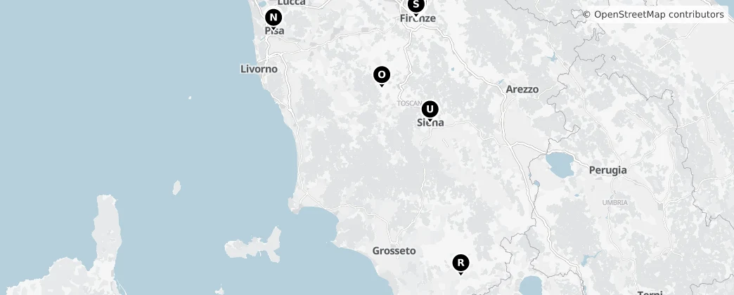 Map of Toskánsko