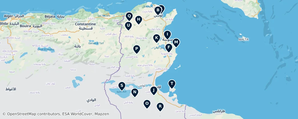 Map of Tunisko