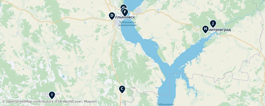 Map of Ulianovská oblasť