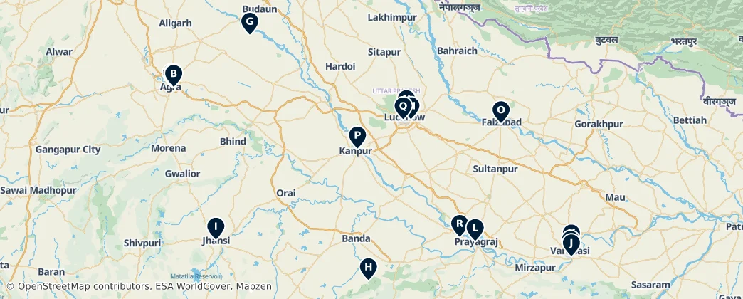 Map of Uttarpradéš