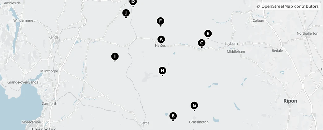 Map of Yorkshire Dales National Park