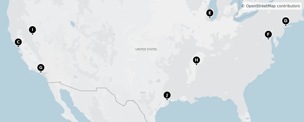 Map of United States of America
