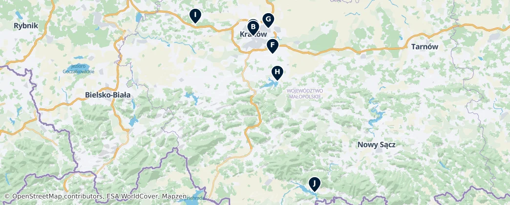 Map of Roman Catholic Archdiocese of Kraków