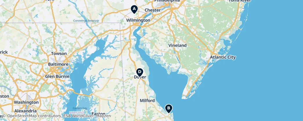 Map of Delaware