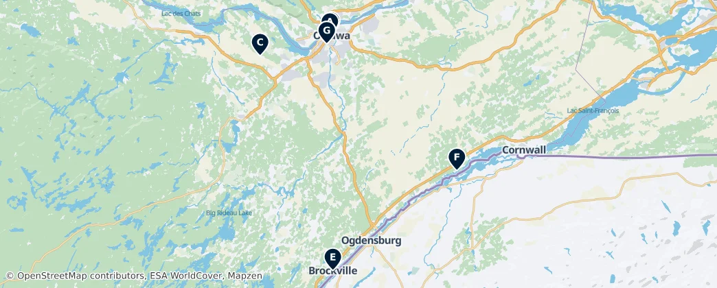 Map of Eastern Ontario